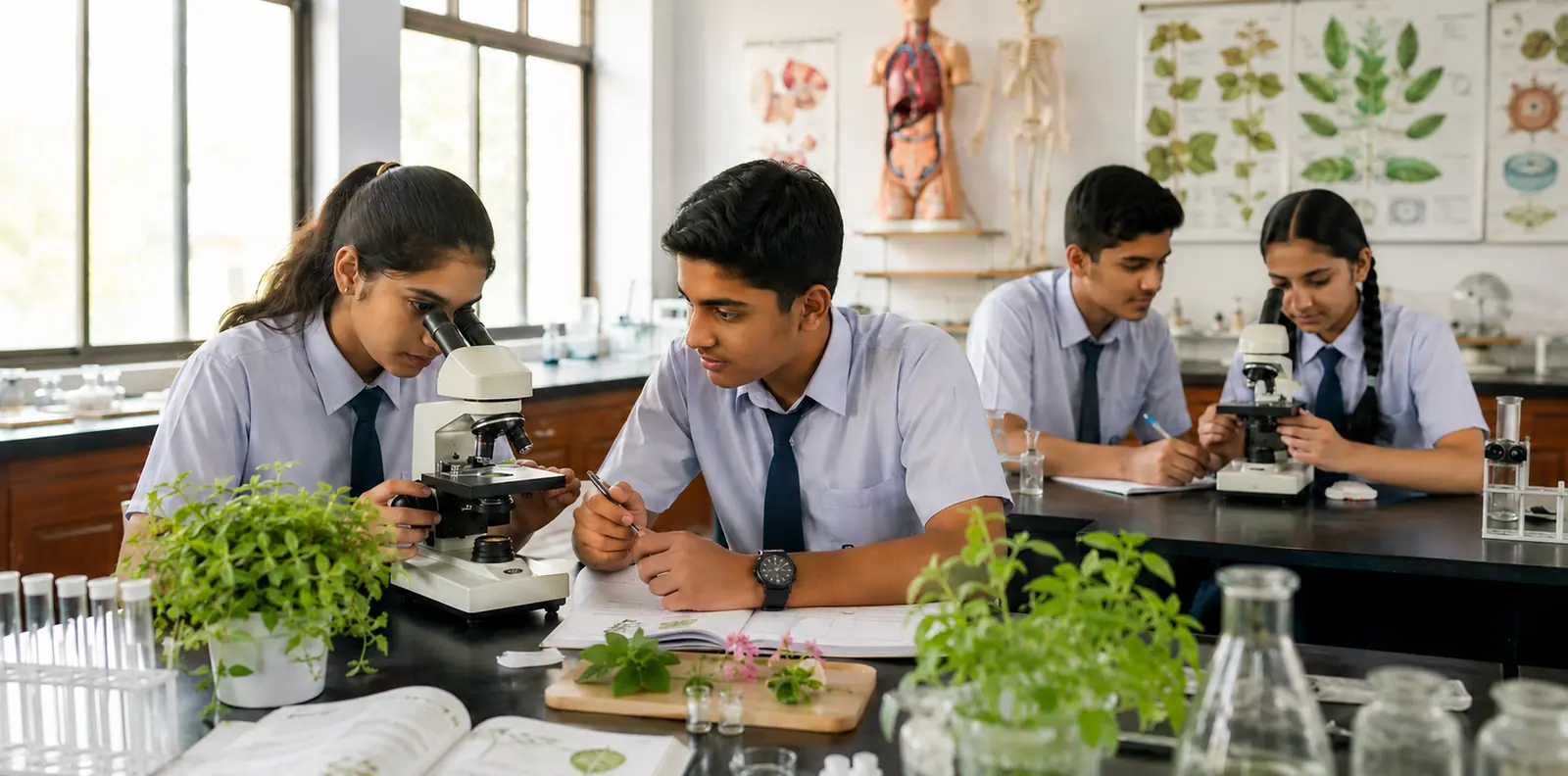 Temporary representative Indian school biology laboratory