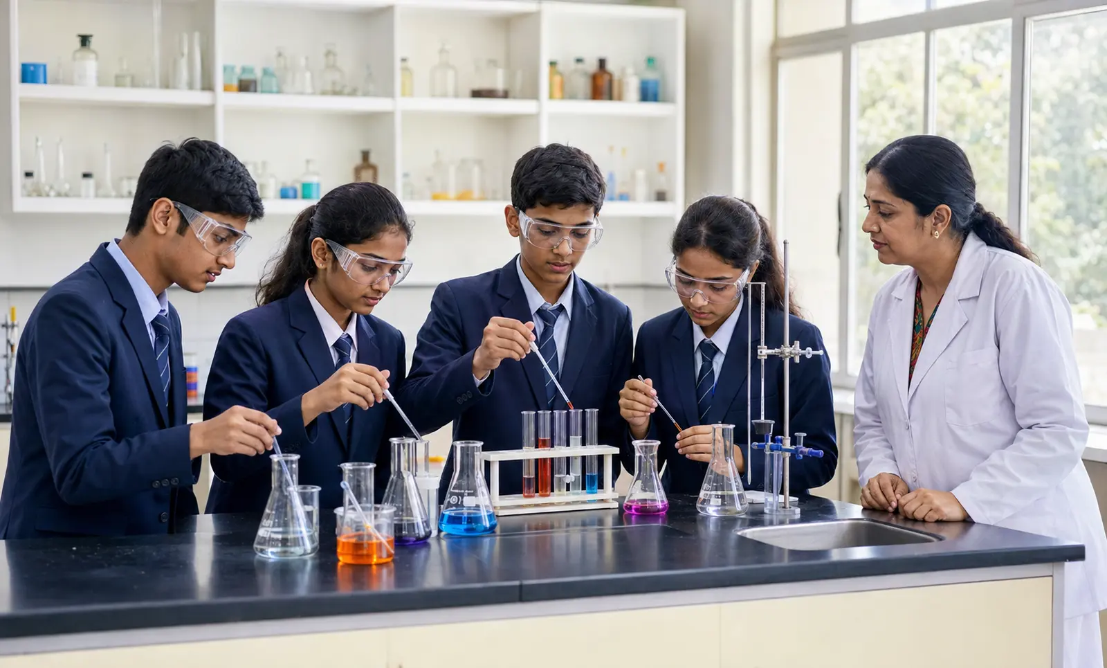 Temporary representative Indian school chemistry laboratory