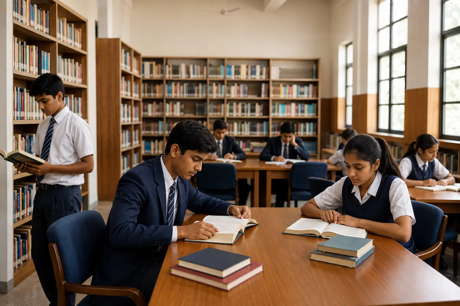 Temporary representative image of an Indian school library