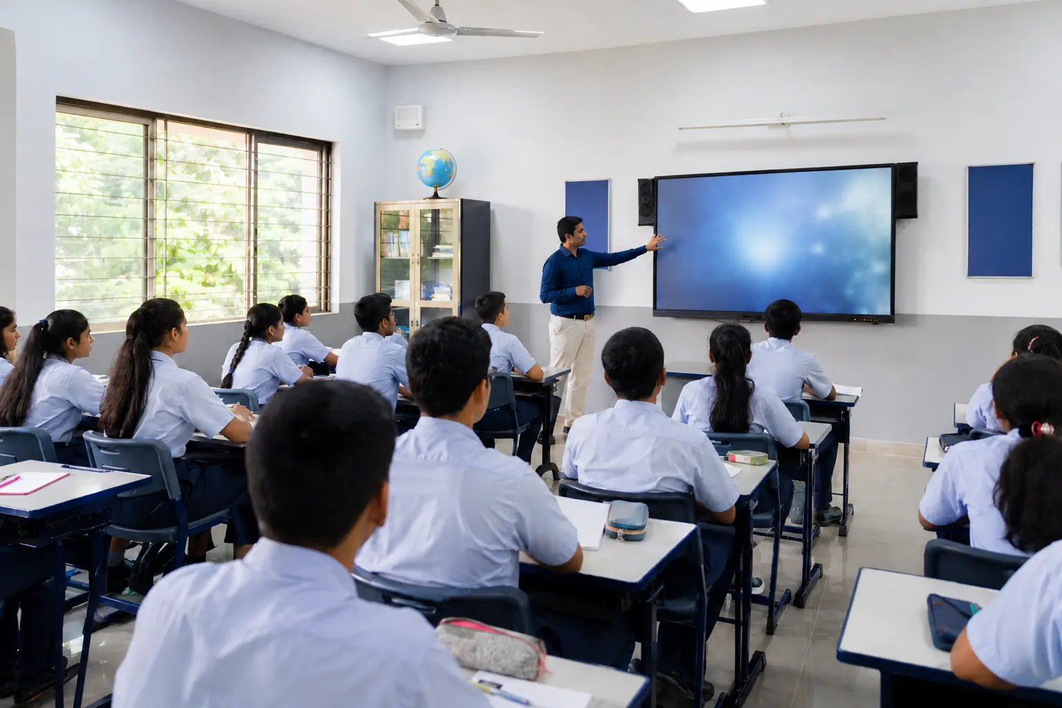 Temporary representative image of a modern Indian smart classroom